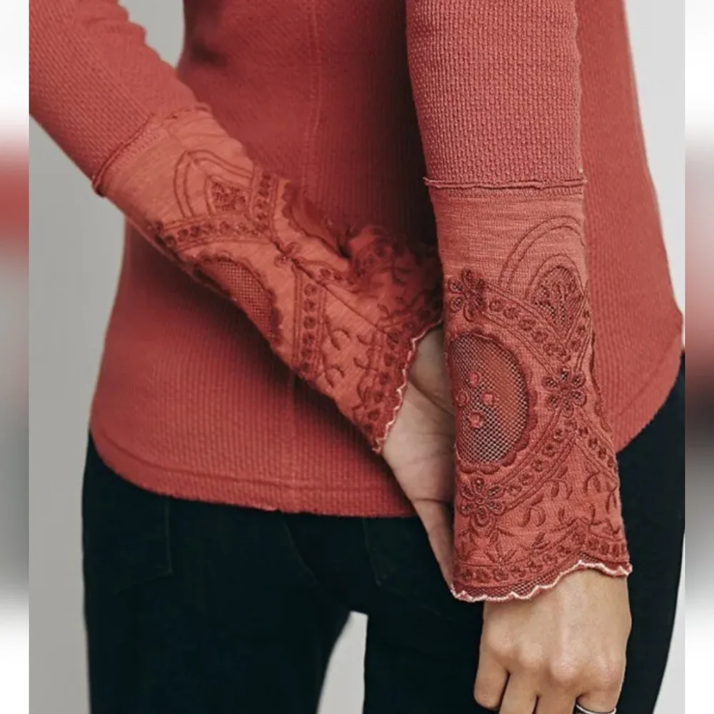 Free People Rare Lovely Lady Thermal Top
